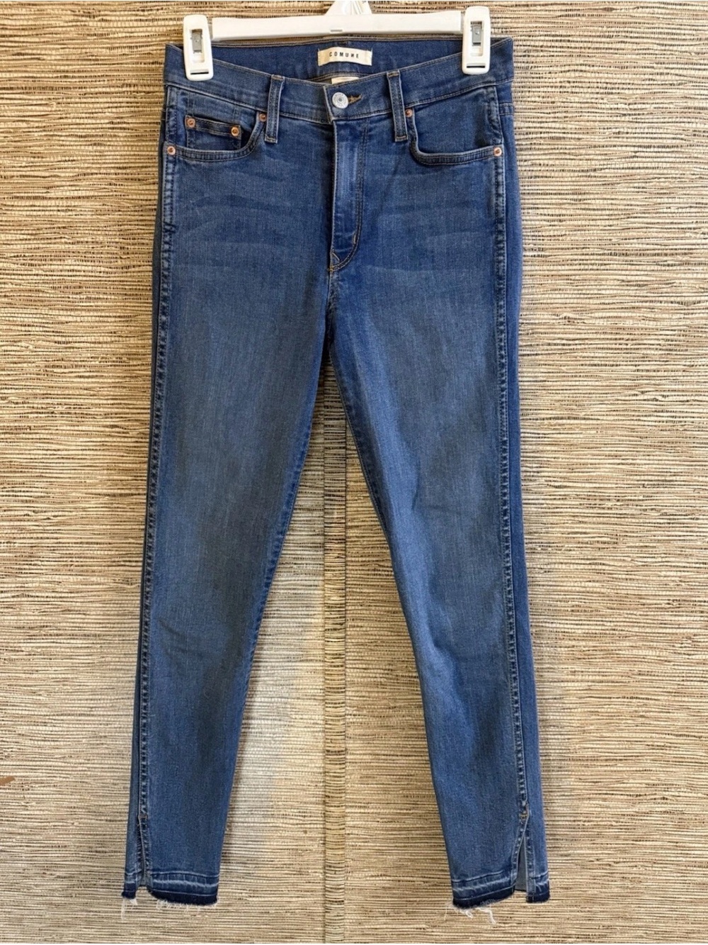 Comune Jeans Women’s 26 Manila Skinny Raw Hem Ankle Vented Hem Blue Stretch